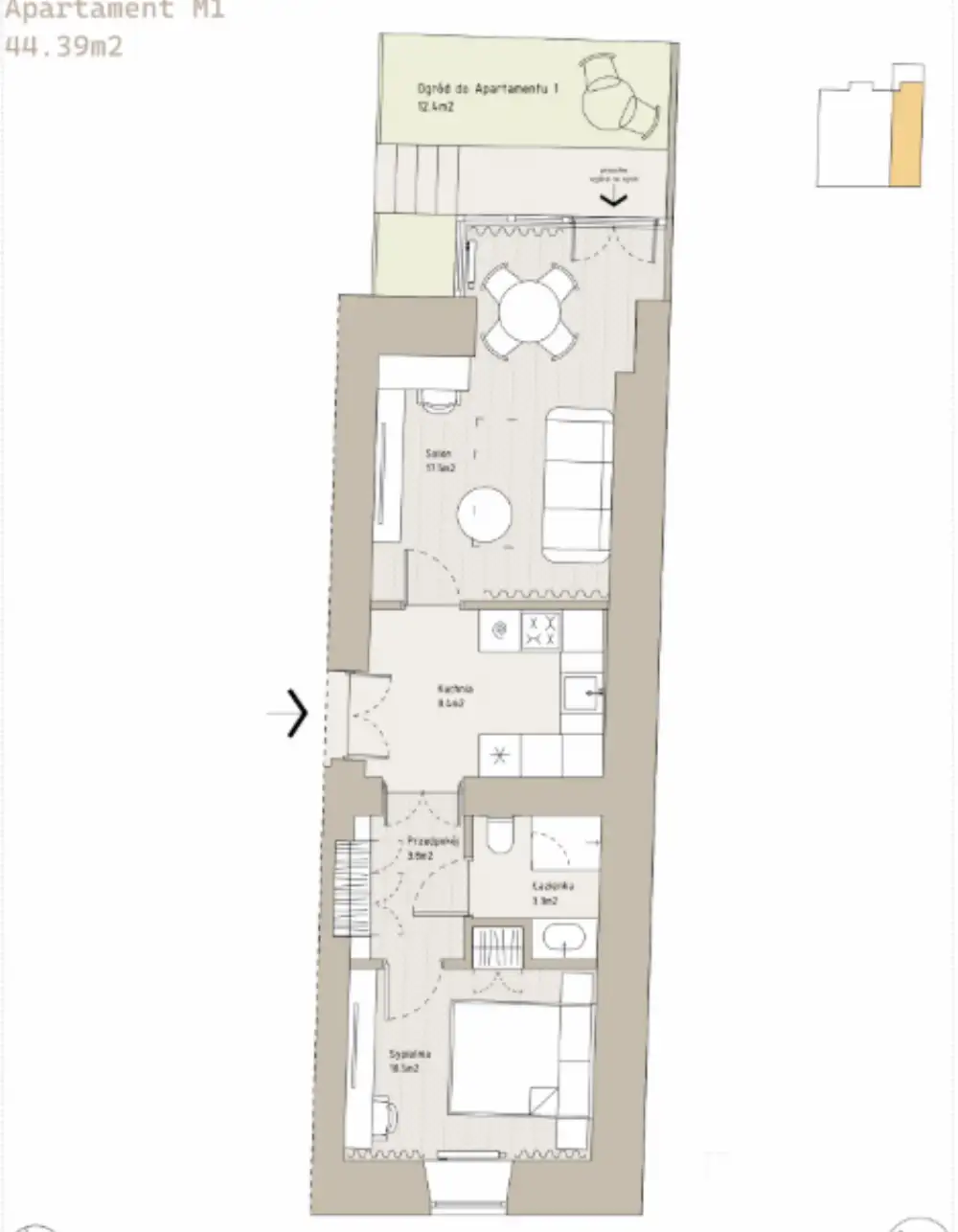 Stare Miasto mieszkanie z ogródkiem ok. Rakowicka 44m2